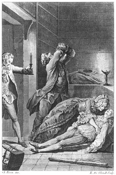 Jean Calas (1698-1762) descubriendo a su hijo muerto de Charles Joseph Dominique Eisen